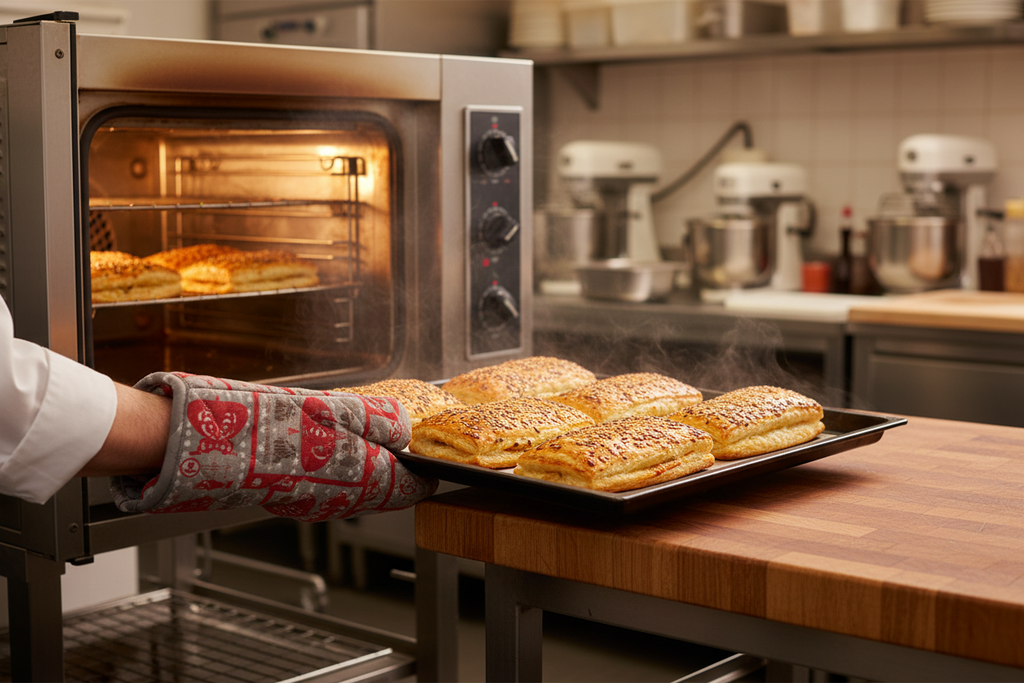 Hojaldre Pollo y Setas recién salido del horno