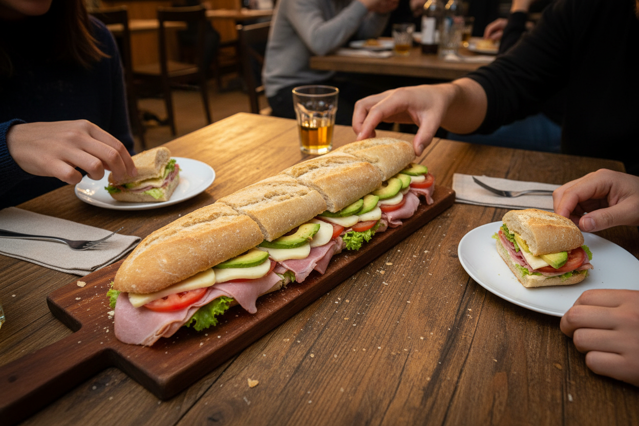 Sándwich familiar 41.5cm con Barra Rústica - tamaño proporcional